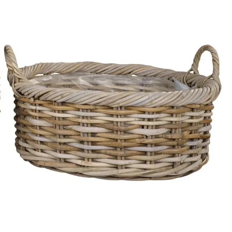 Natur Rattankorb NORDERNEY Kubu Grey ca.70cm Pflanzkorb Griffe