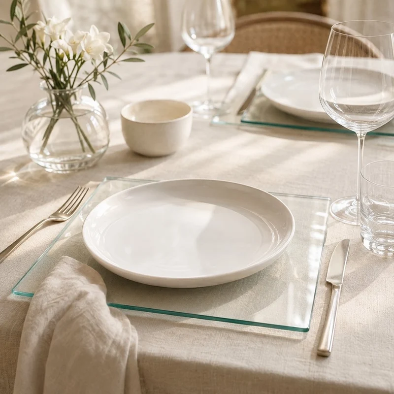 Glasplatte TERRY 40x40cm gehärtetes 8mm Glas Servierplatte