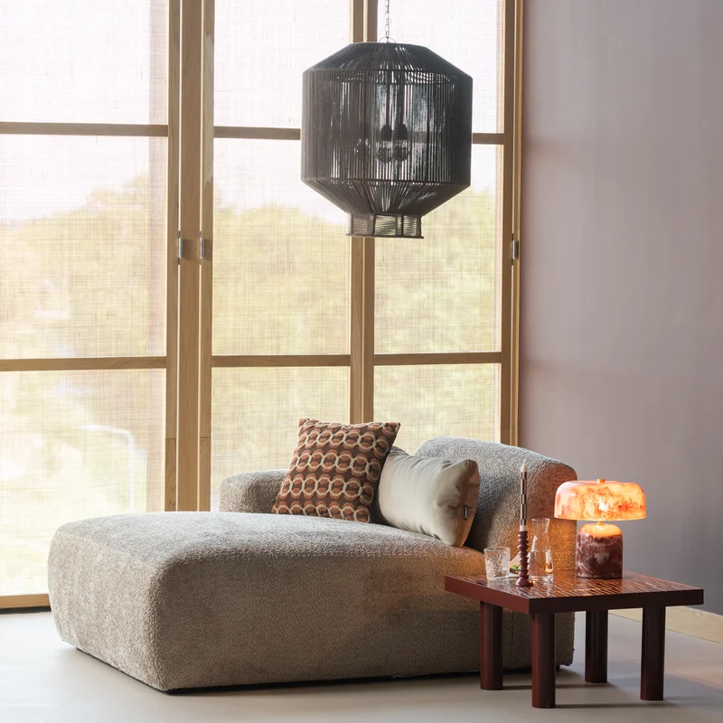 Mojo Base chaise longue element links wolle dunkelsand