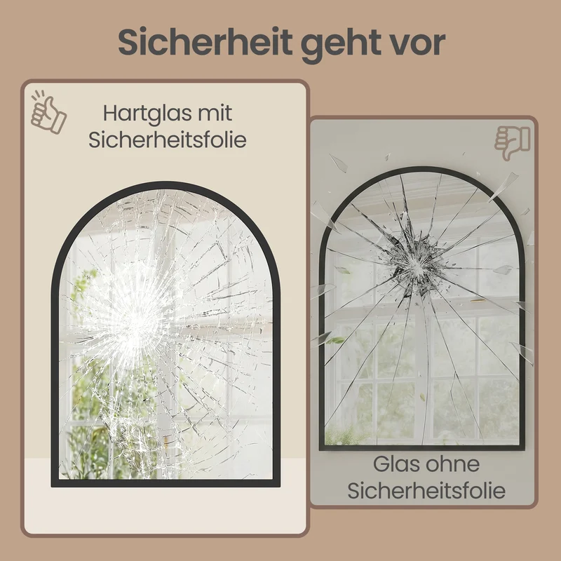Wandspiegel 40 x 30 cm - Gewölbter Spiegel Mit Aluminiumrahmen - Für Flur Und Badezimmer