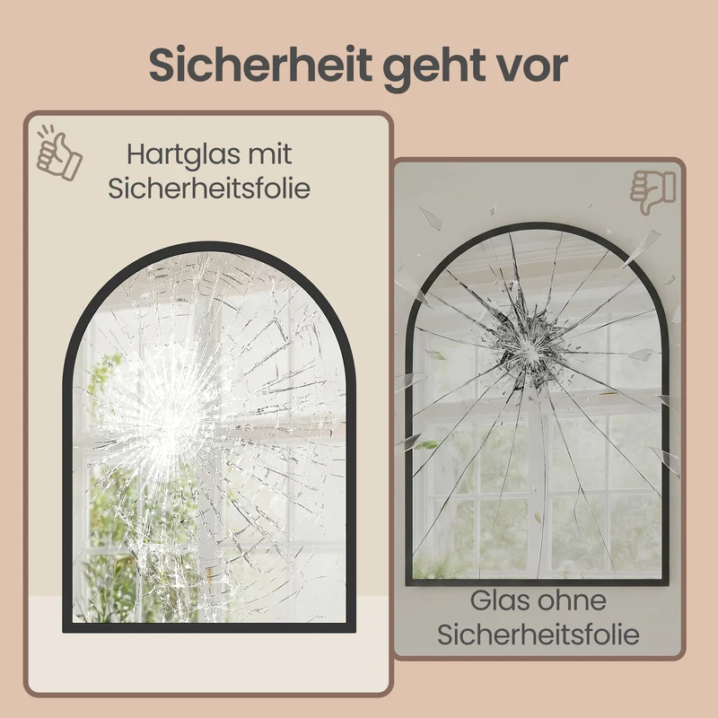 Wandspiegel 81 x 61 cm - Gewölbter Spiegel Mit Aluminiumrahmen - Für Wohnzimmer Und Badezimmer