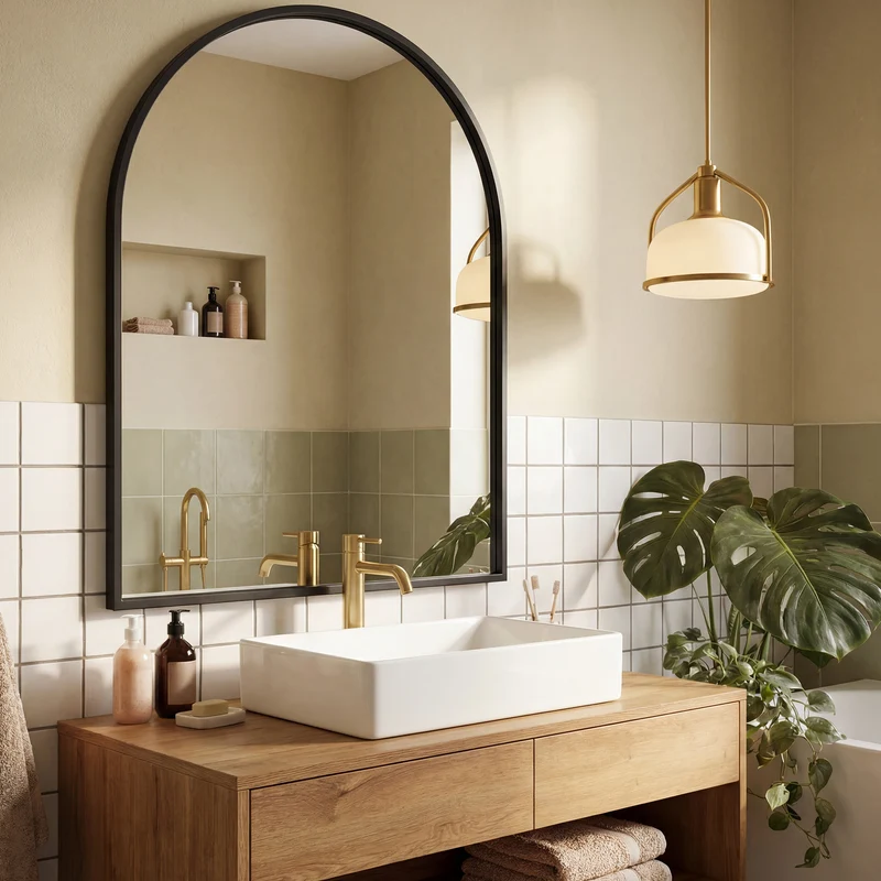 Wandspiegel 81 x 61 cm - Gewölbter Spiegel Mit Aluminiumrahmen - Für Wohnzimmer Und Badezimmer