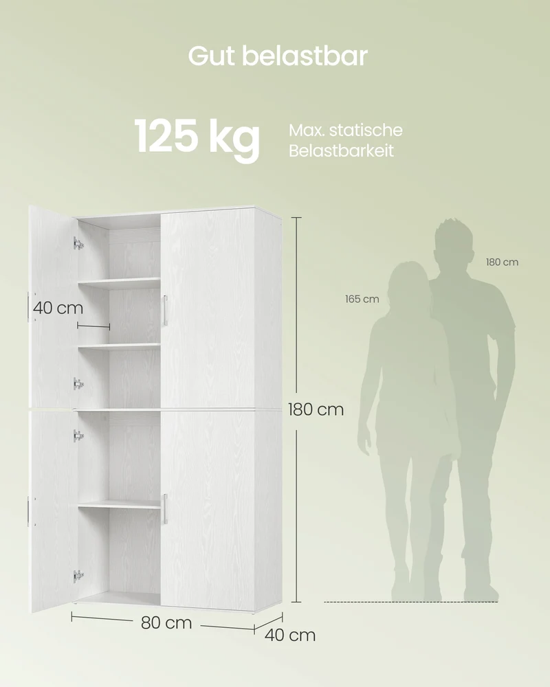 Multifunktionsschrank Mit Türen - Hoher Aufbewahrungsschrank Mit Verstellbaren Böden - Für Flur Und Abstellraum