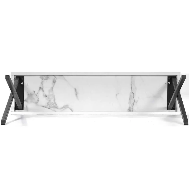 Moderner Konsolentisch TURIN 100cm weiss Marmor-Optik Metallgestell