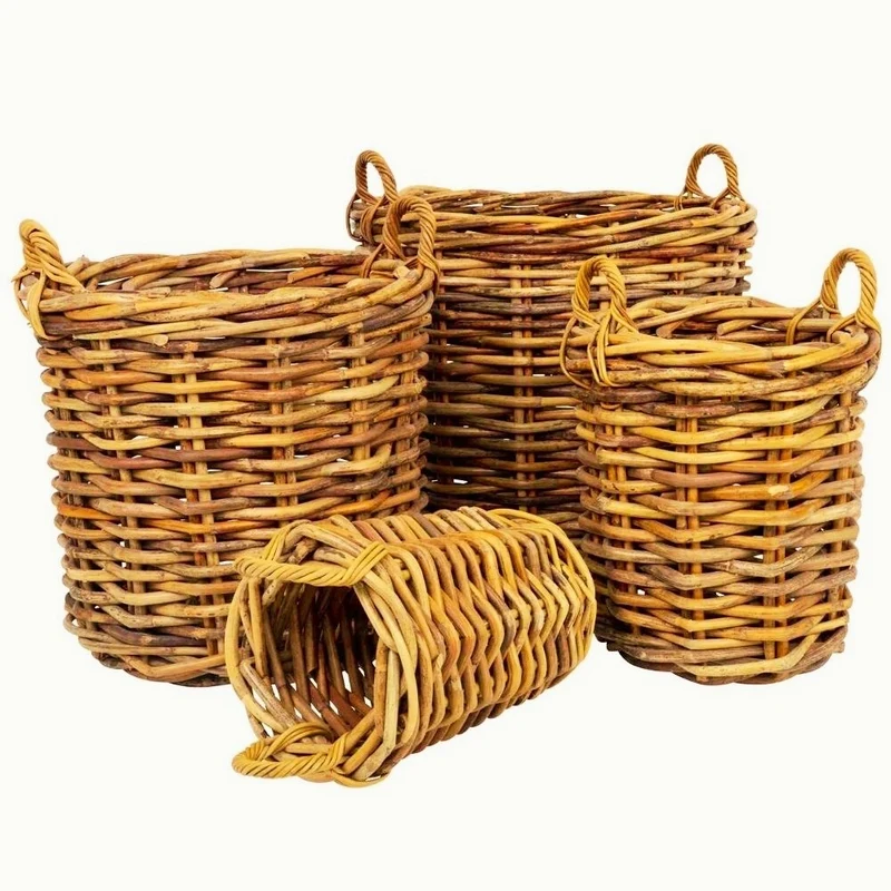 Dickes CL Rattan Korb CESTINO natural D60cm Griffe Pflanzkorb