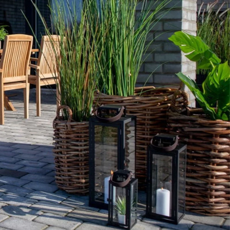 Dickes CL Rattan Korb CESTINO natural D70cm Griffe Pflanzkorb