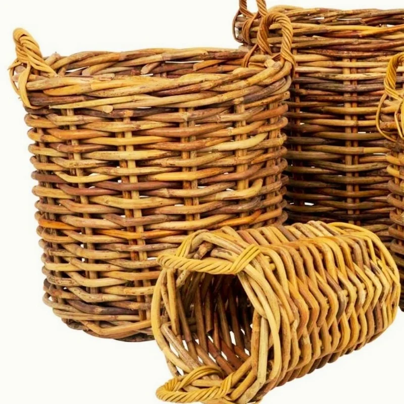 Dickes CL Rattan Korb CESTINO natural D70cm Griffe Pflanzkorb