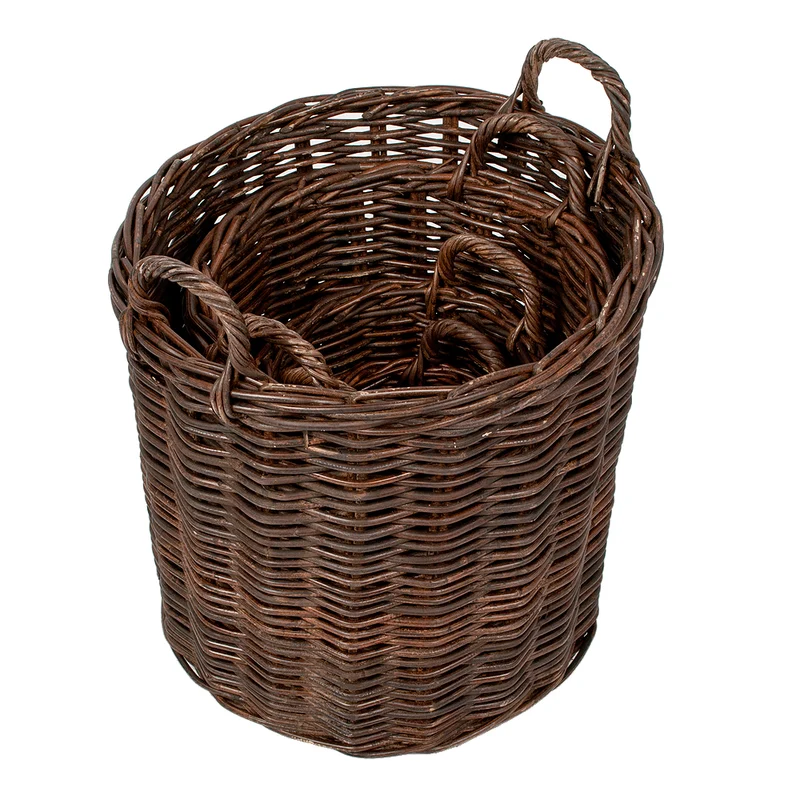 2er Set Rattankorb BAKUL rund Natural Brown ca. D20cm