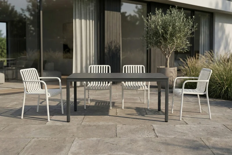 KAWOLA Gartenstuhl MIAVA Outdoor stapelbar Kunststoff cremefarben