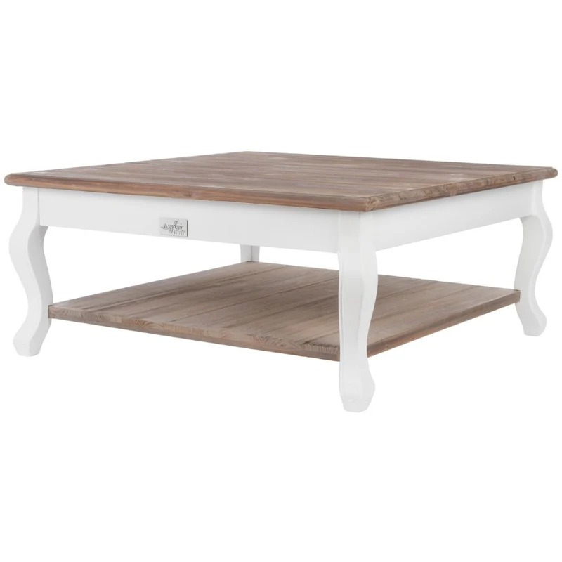 Landhaus Couchtisch mit Ablage ADRIA weiss-braun 80cm