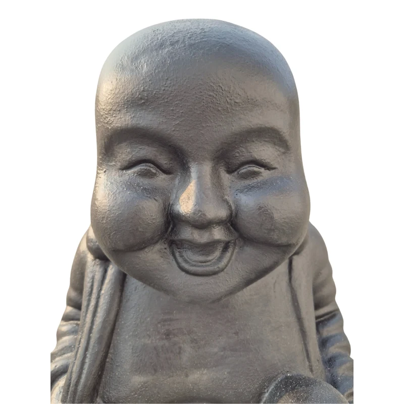 Dekorative Figur LUCKY BUDDHA 70cm antik-schwarz Garten Indoor