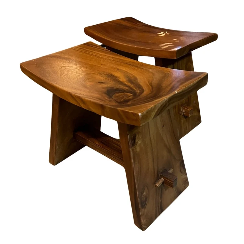Massiver Suarholz-Hocker ZEN 50cm Dunkelbraun Handarbeit