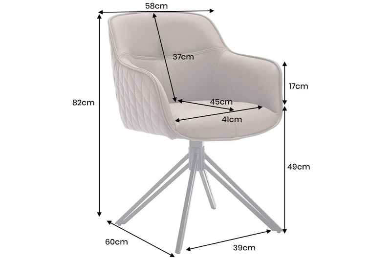 Eleganter Drehstuhl HORA Echtleder braun Metallgestell Armlehne