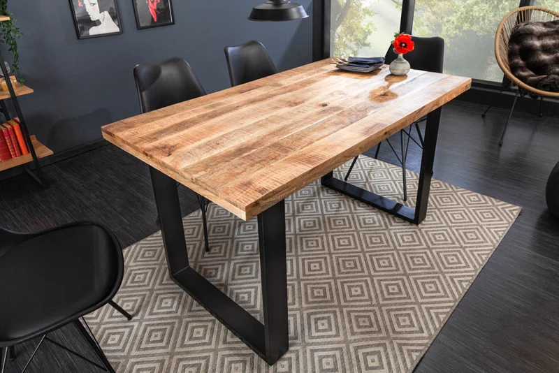 Industrie-Look Esstisch ARTE 140cm Mangoholz natural Eisengestell