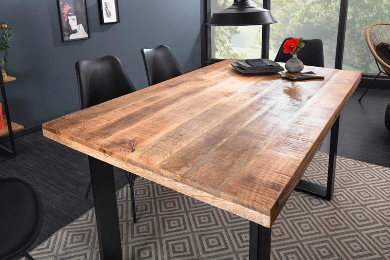 Industrie-Look Esstisch ARTE 140cm Mangoholz natural Eisengestell