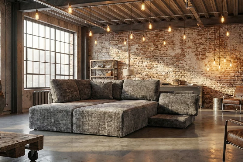 KAWOLA Schlafsofa SADIRA Ecksofa Stoff grau
