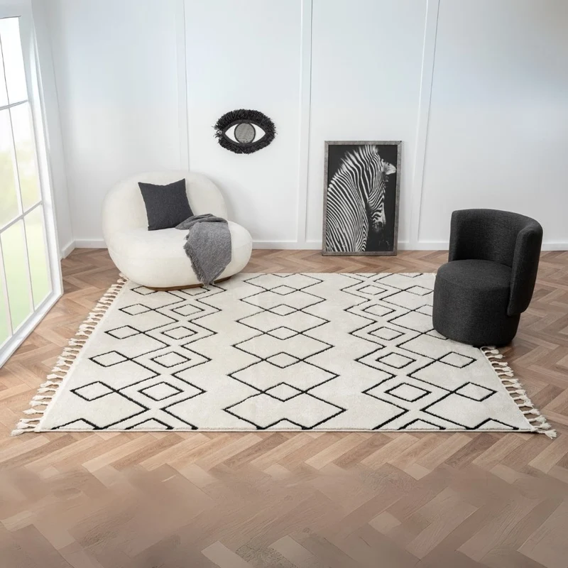 Teppich ORIENTAL quadratisch weiß 240 x 240 cm