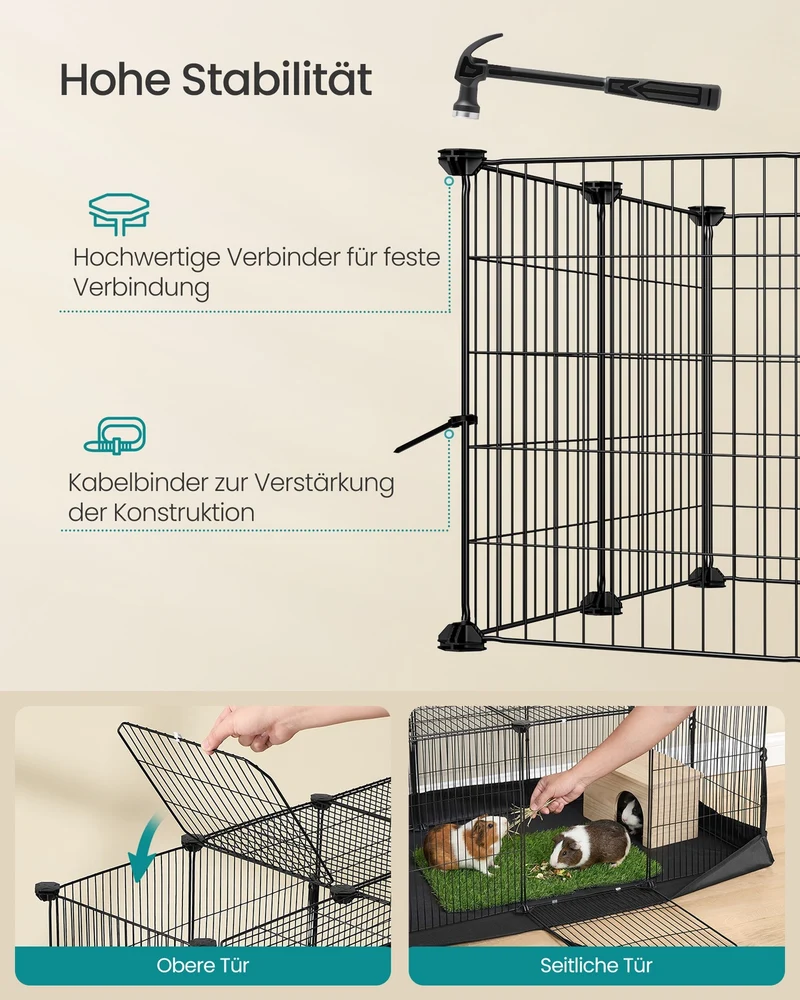 Nagetierkäfig Mit Bodenmatte - Mit Doppeltür - Für Kaninchen Und Meerschweinchen