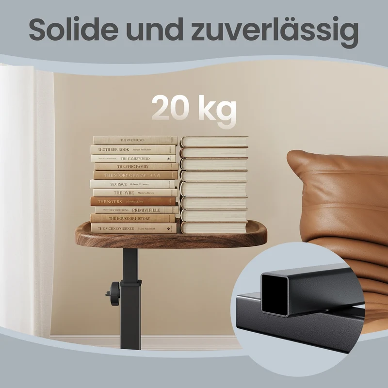 C-förmiger Beistelltisch Höhenverstellbar - Mit Rollen - Für Sofa Und Bett