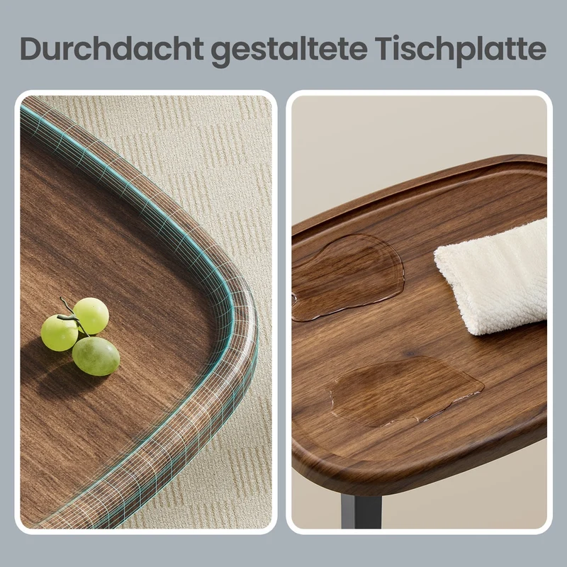 C-förmiger Beistelltisch Höhenverstellbar - Mit Rollen - Für Sofa Und Bett