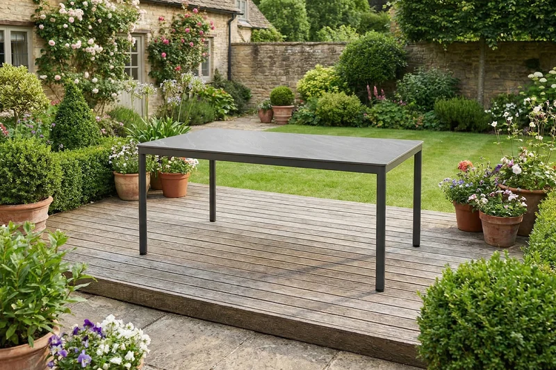 KAWOLA Gartentisch LONGA Outdoor Keramik dunkelgrau 180x90 cm