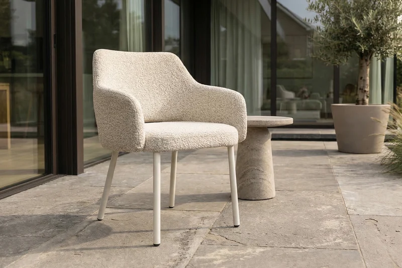 KAWOLA Gartenstuhl AMUR Outdoor Stoff cremefarben