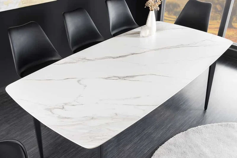 Eleganter Esstisch VENEZIA 160cm weiss-schwarz Marmor-Optik Keramik