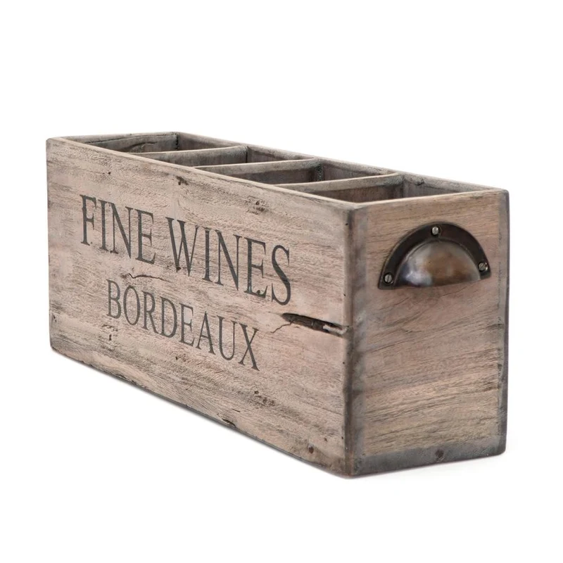 Dekorative Flaschenbox CHATEAU 45cm antik-natural Mahagony