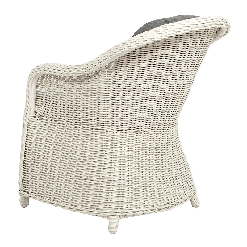 2er Set Sessel BELLA rundes Polyrattan Eierschalenweiß Gartenstuhl