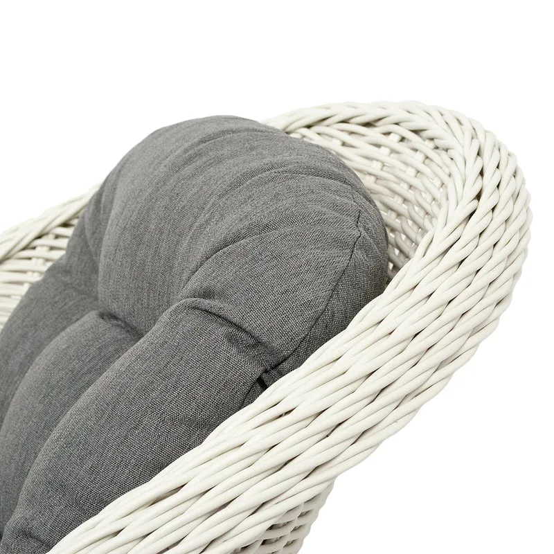 2er Set Sessel BELLA rundes Polyrattan Eierschalenweiß Gartenstuhl
