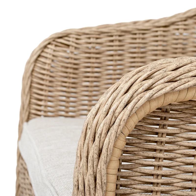 2er Set Sessel BELLA rundes Polyrattan Natural Gartenstuhl