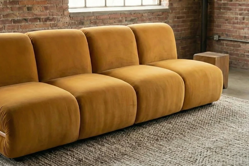 KAWOLA Modulsofa LAYLA 2-Sitzer 2 Module Velvet gelb