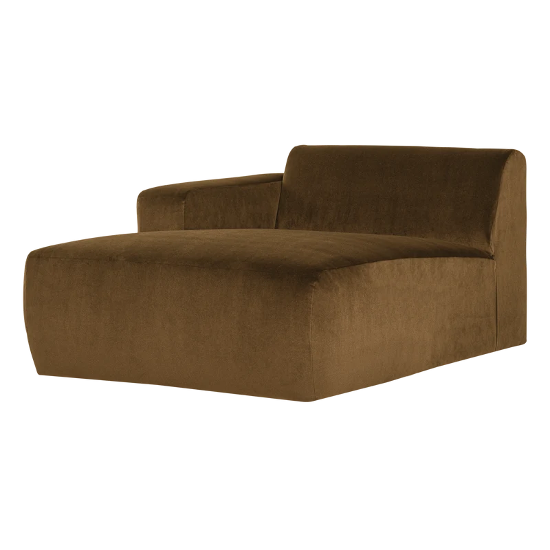 Mojo Base Chaiselongue-Element links Samt Honiggelb