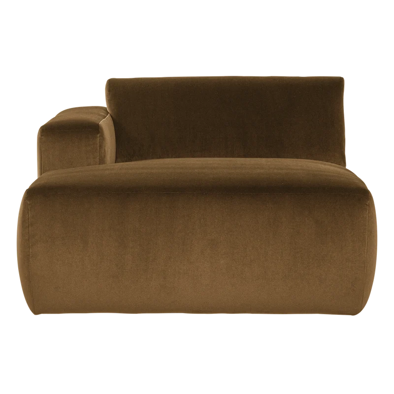 Mojo Base Chaiselongue-Element links Samt Honiggelb