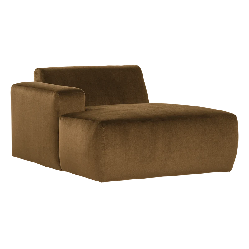 Mojo Base Chaiselongue-Element links Samt Honiggelb