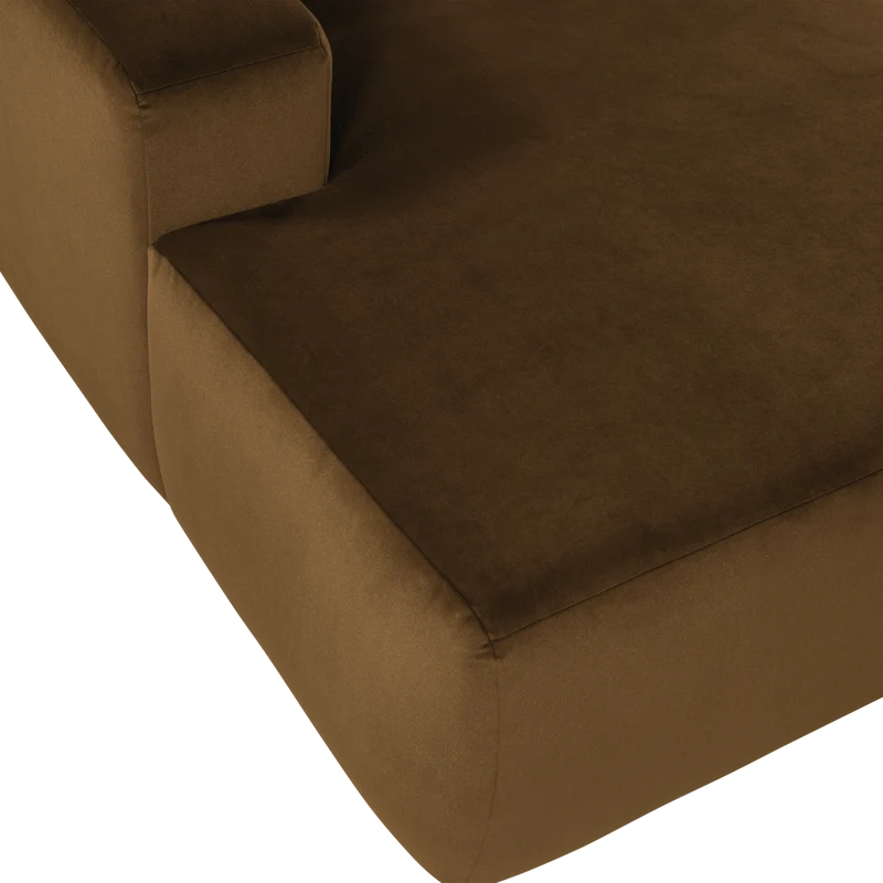 Mojo Base Chaiselongue-Element links Samt Honiggelb