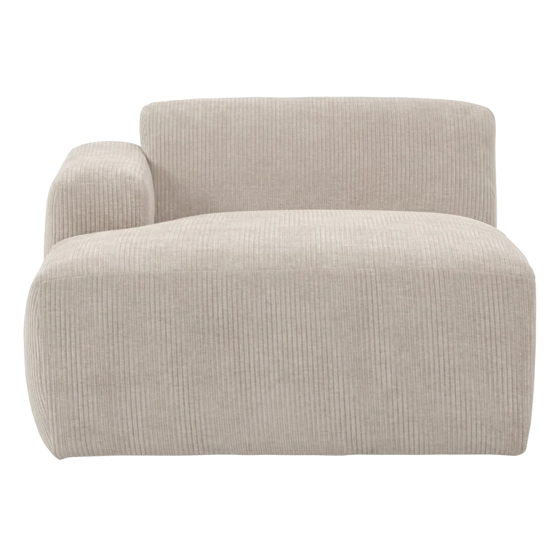 Mojo Base chaise longue element links gerippter ecru