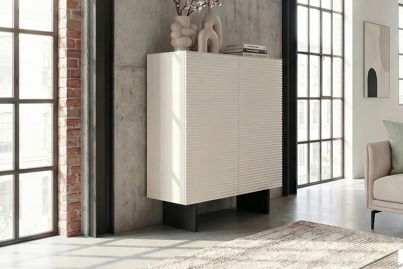 KAWOLA Highboard LYNN 2 Türen lackiert weiß