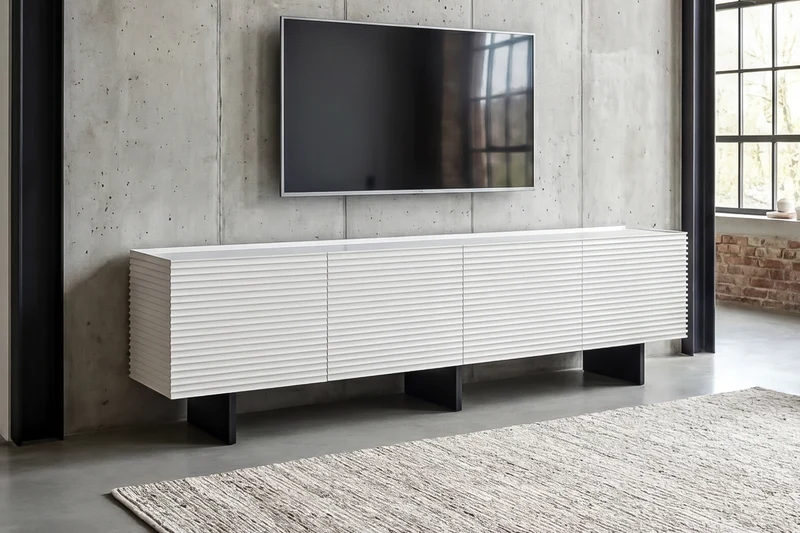KAWOLA Lowboard LYNN TV-Board 4 Türen lackiert weiß