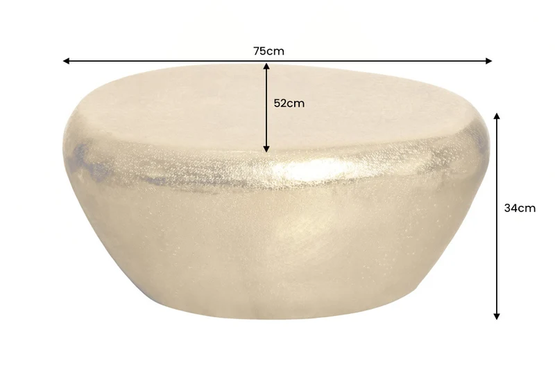 Design Couchtisch MARTELLO 75cm gold Metall Hammerschlag