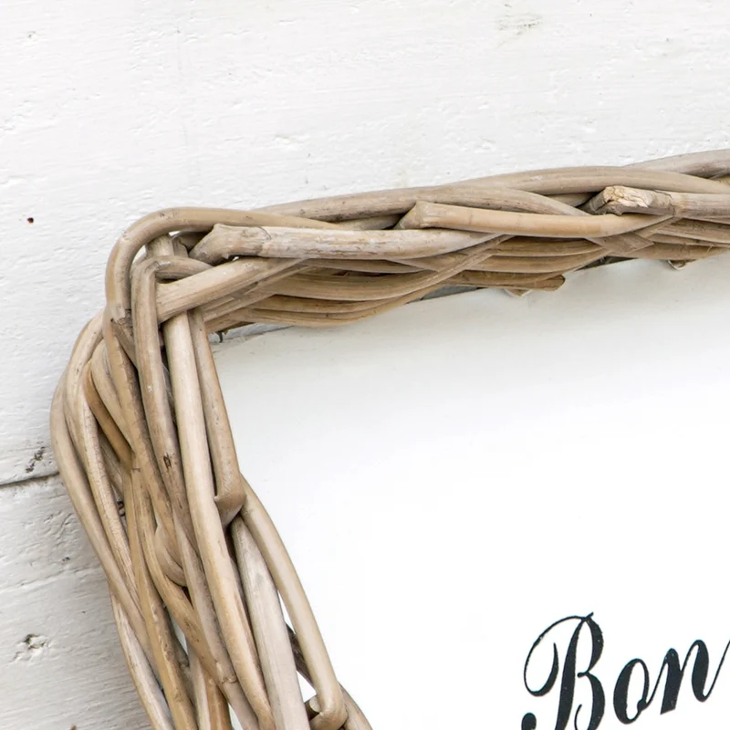 Landhaus-Tablett BON APPETIT 42x27cm Kubu Grey Rattan Handarbeit