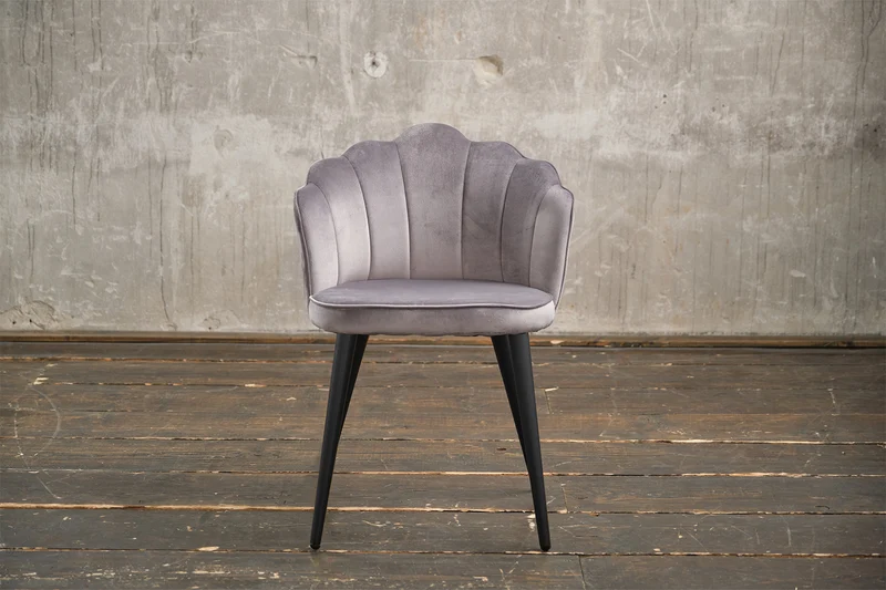 B-Ware KAWOLA Stuhl SALLY Esszimmerstuhl Velvet silber Fuß schwarz