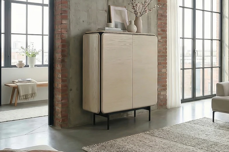 KAWOLA Highboard AVRIL 2 Türen Eiche grau