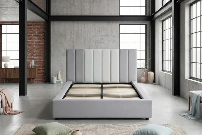 KAWOLA Bett CATTURA Polsterbett Velvet grau