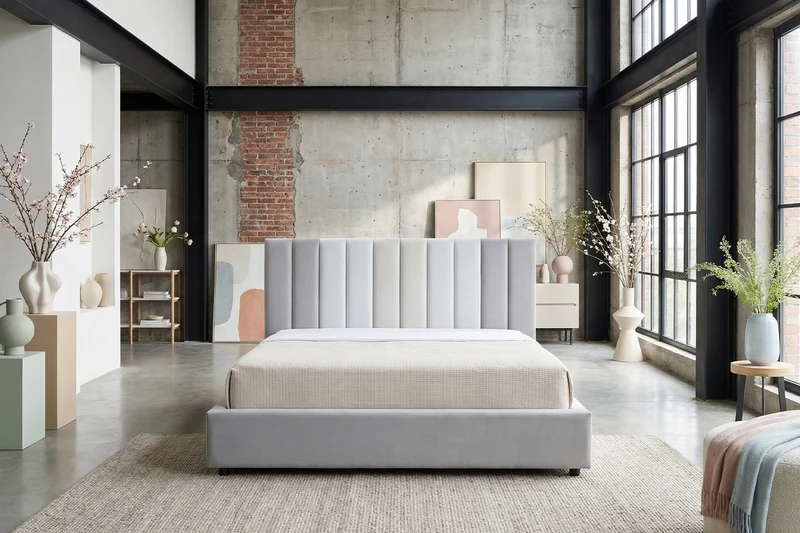 KAWOLA Bett CATTURA Polsterbett Velvet grau