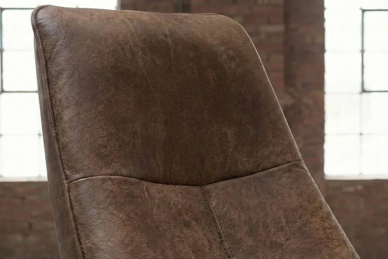KAWOLA Relaxsessel FERREIRA Drehsessel Lederfaserstoff cognac mit Hocker