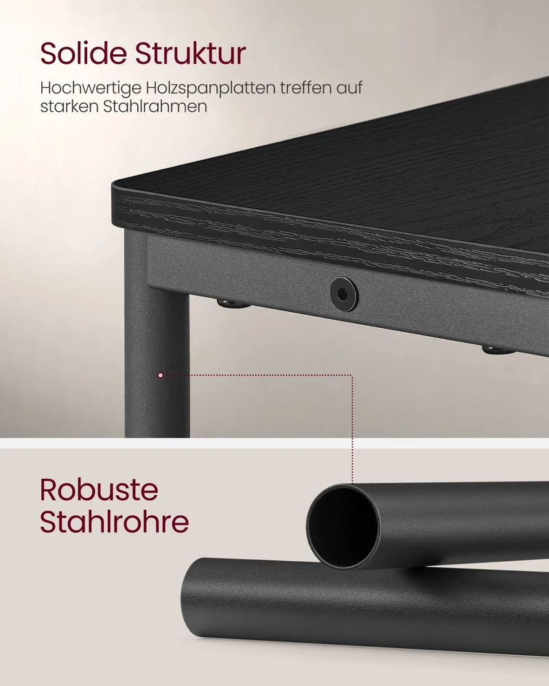 Beistelltisch schmal mit Ladefunktion – 3 Ablagen – Nachttisch / Sofatisch – für Wohnzimmer & Schlafzimmer