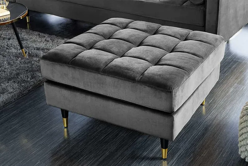 Moderner Hocker COMFORT 80cm grau Samt Taschenfederkern