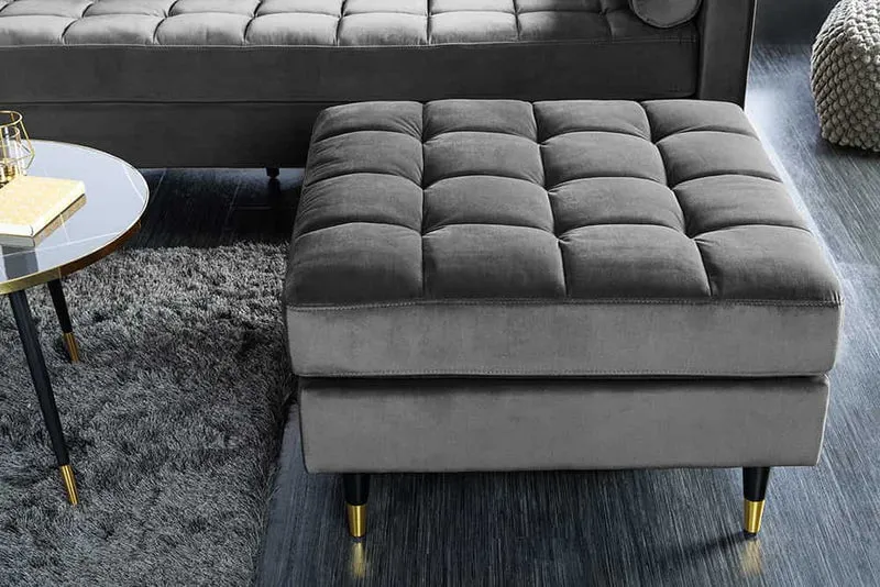 Moderner Hocker COMFORT 80cm grau Samt Taschenfederkern