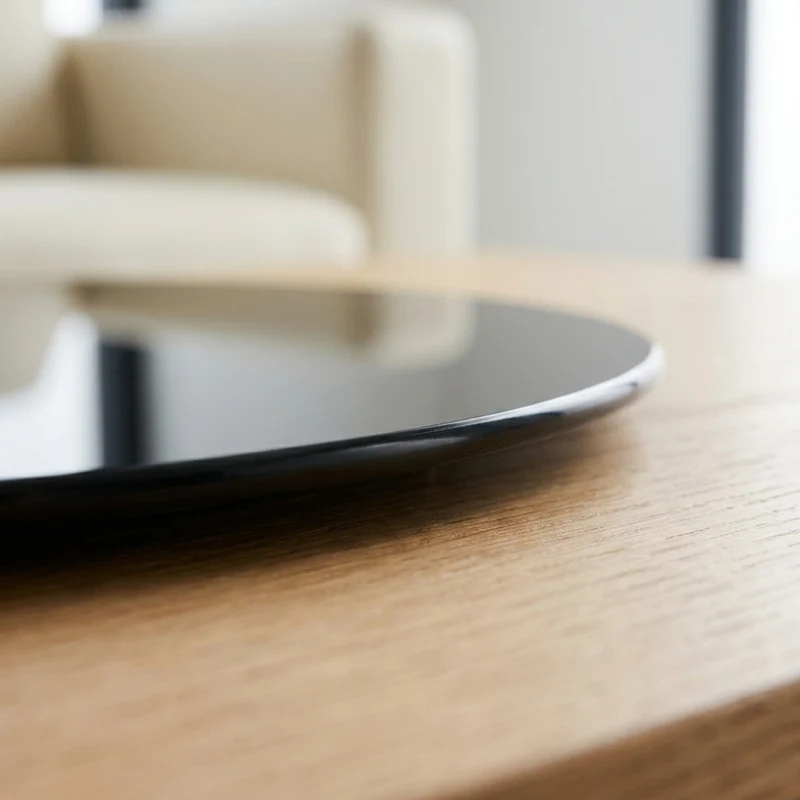 Glasplatte TERRY 100cm schwarz 8mm rund gehärtetes Glas